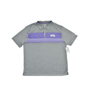 NEW TCU Colosseum Men's Polo Gray Purple Stripes Size 2XL NWT